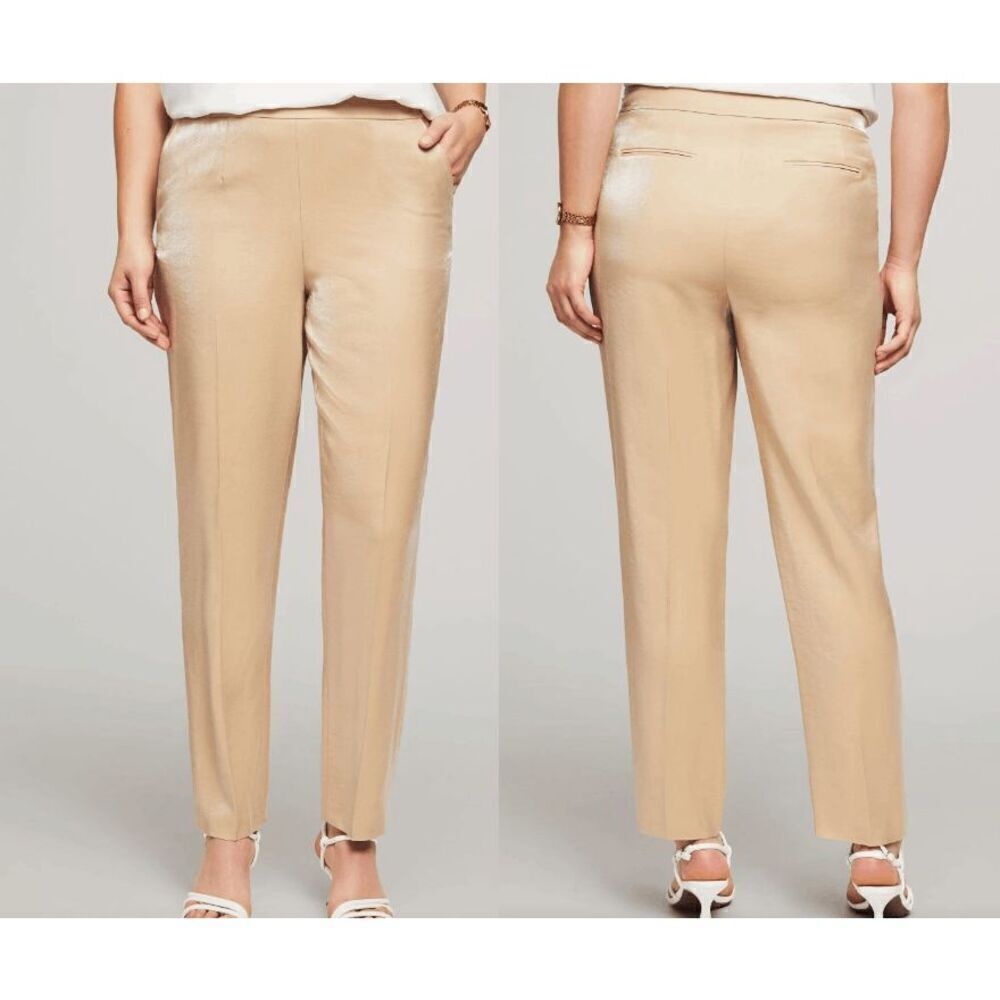 Anne Klein Women's Light Coffee Shimmer Twill Side Zip Pants 16